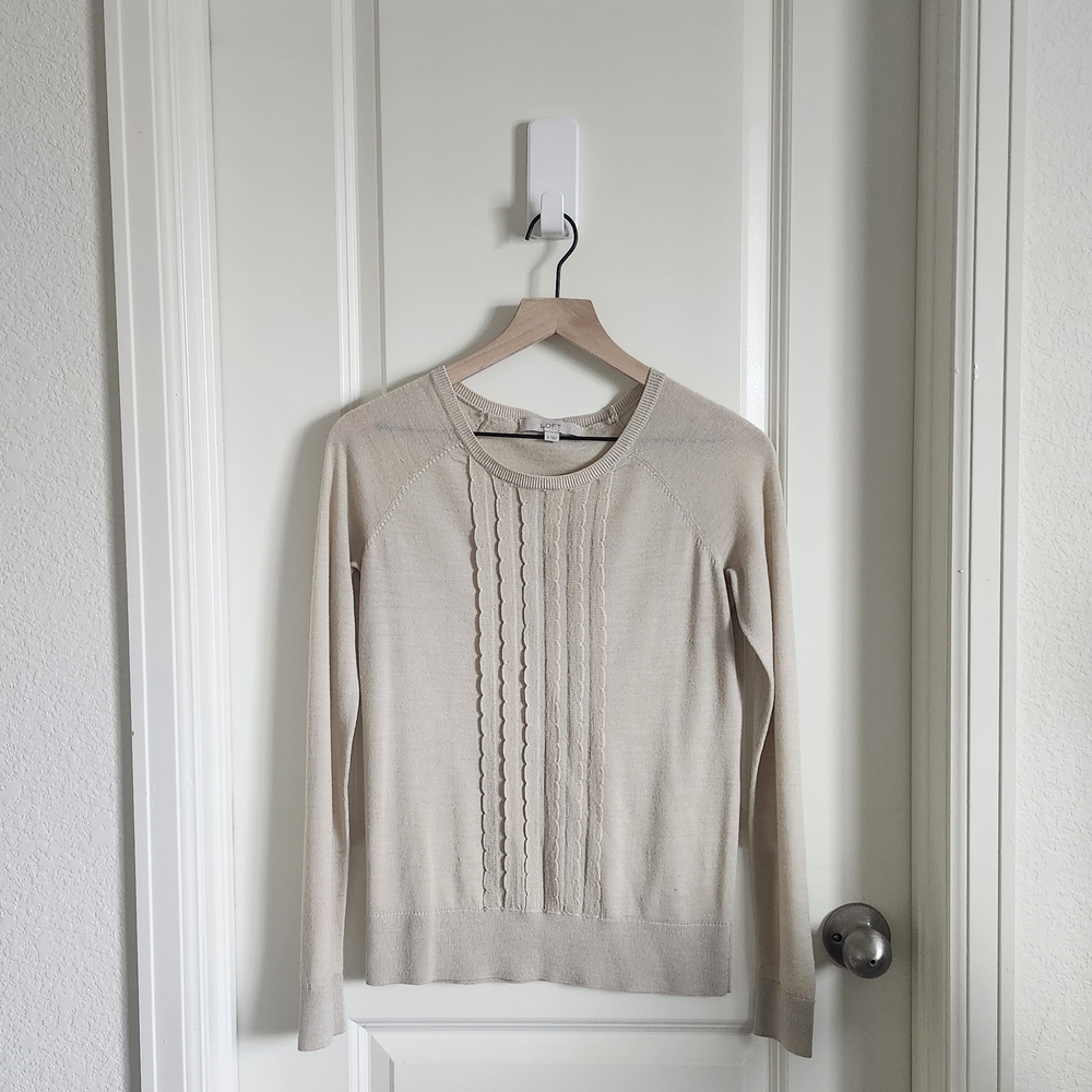 LOFT Textured Crew Neck Long Sleeve